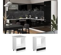 Vicco Meuble pour Four R-Line, Noir Haute Brillance/Blanc, 60 cm sans Plan de Travail
