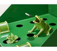 Meuble pour Jeu de la Grenouille - Complet en Métal avec Grenouille en Fonte, Monnaies Incluses, Pieds Démontables, Peinture Verte Extérieure Résistante