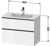 Meuble Pour Lavabo Encastrable Duravit D-Neo 2 tiroirs, poignées doré pour Lav. ME 810mm Taupe Ma...