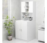 Meuble pour lave-linge blanc lot 2 pcs bois contreplaqué rangement mural sécurisé