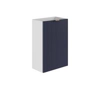 Meuble pour lave main strié caisson blanc et porte réversible bleue - H60 x L40 x P22 - VAHIRA