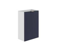 Meuble pour lave main strié caisson blanc et porte réversible bleue - H60 x L40 x P22 - VAHIRA