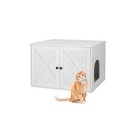 Meuble pour litière Relaxdays, cloison séparée, entrée latérale, Cache la litière, H x L x P = 50 x 80 x 53 cm, Blanc