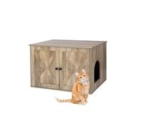 Meuble pour litière Relaxdays, séparateur amovible, entrée latérale, cache la litière, HxLxP 50x80x53 cm, marron