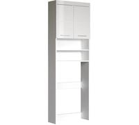 Meuble pour machine à laver - 2 portes - Blanc - L63 x P24 x H187 cm - AMANDA