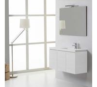 Meuble Pour Salle De Bains Moderne Trois Portes Droite 90 Cm Bois Blanchi