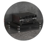 Meuble pour tourne-disque en MDF avec pieds absorbant les chocs, parfait pour les amplificateurs et le rangement d'équipement, élégant et design pour les amateurs de musique