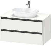 Duravit ketho 2 meuble sous lavabo avec plaque console et 2 tiroirs 100x55x56.8cm avec poignées blanc anthracite mat K24896018180000