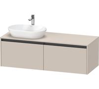 Meuble Pour Vasque à Poser Duravit Ketho.2 2 tiroirs, poignées anthracite, vasque gauche 1400x459mm Taupe Mat K24888L91910000