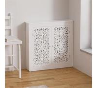 Meuble Radiateur Blanc Cache Chauffage Avec 2 Portes Avec Étagère De Rangement Supérieure Hauteur 50cm-100cm Sécurité Enfant Pour Le Chauffage(L80xH70xD15cm)