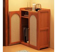 Meuble Radiateur for Radiateur, Cache Radiateur à 2 Portes, Cache-radiateur à Vapeur for la Maison, en Bambou, Hauteur Des Étagères Réglable, Cache Les Tuyaux Encombrants(83x60x25cm/33x24x10in)