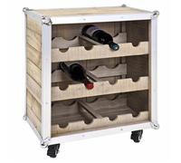 HAKU Möbel casier à Bouteilles alu, pin, Aluminium, Bois Massif - Dim.: L 53 cm x H 63 cm x P 33 cm, Style: Industrial