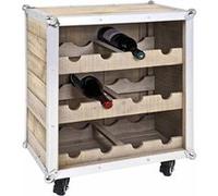 HAKU Möbel casier à Bouteilles alu, pin, Aluminium, Bois Massif - Dim.: L 53 cm x H 63 cm x P 33 cm, Style: Industrial