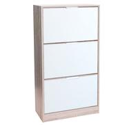 Meuble Range Chaussures - Bois - Miroir - 3 compartiments - 20 paires