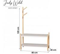 Meuble Range Chaussures - Judy Wild - 2 Etagères - Porte Manteau - Enfant - 80 x 30 x H.120 cm