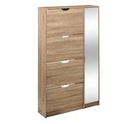 5five - Meuble range-chaussures x24 - Miroir effet chêne naturel
