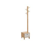 HOMCOM Meuble Rangement avec tiroir Porte-Manteau Banc 3 en 1 Style scandinave Polyester Gris Clair Bois Massif Bambou