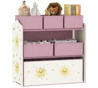 AIYAPLAY Meuble Rangement Enfant à 3 Niveaux, étagère de Rangement pour Jouets Enfants avec 6 boîtes en Tissu Amovibles, pour Chambre d'enfant, Salle de Jeux, garderie, Rose