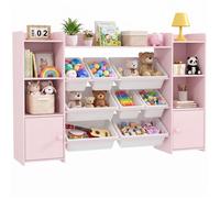 AIYAPLAY Meuble Rangement Enfant à 4 Niveaux, 8 Bacs Amovibles Rose | Étagère de Rangement pour Jouets Enfants, Placards, Compartiments Ouverts, Chambre d'Enfant, Salle de Jeux, Garderie