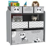 Meuble rangement enfant - rangement jouet enfant - ZONEKIZ - 6 boîtes amovibles en tissu non tissé - 63 x 30 x 66 cm - gris