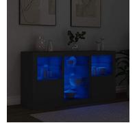 Meuble Rangement - HAOSHOP - Buffet avec lumières LED noir 123x37x67 cm&01_28341