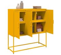 Meuble Rangement - HAOSHOP - Buffet haut jaune moutarde 100 5x39x107 cm acier&01_36781