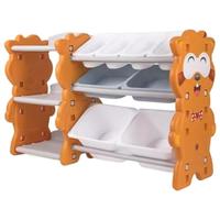 Meuble Rangement Jouet École Organisateur De Rangement Jouets en Plastique, Étagère À 3 Niveaux avec 6 Bacs Amovibles, Organisateurs Coffre a Jouet Garderie(A)