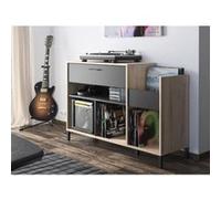 Meuble rangement vinyle GAMI Platine Style urbain Décor chene L 115 P 40 H 81