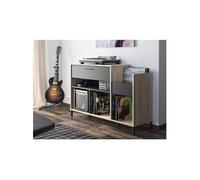 Meuble rangement vinyle GAMI Platine Style urbain Décor chene L 115 P 40 H 81