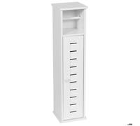 Meuble réserve et dérouleur de papier WC 1 porte et 1 étagère intérieure décor Santorin - Tendance