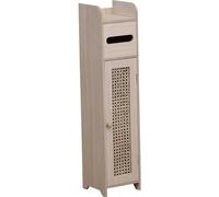 Meuble Réserve et Dérouleur de Papier WC en Bois et Cannage en Rotin - TENDANCE