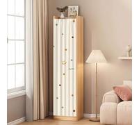 Meuble Rideau Cache Placard, Rideau Placard Court Cuisine Dressing Entrée Buanderie sous Evier Anti-Poussière avec Piste Autocollante Résistant Décoloration Mignon Beige