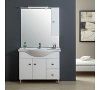 MEUBLE SALLE DE BAIN 105 CM CLASSIQUE AVEC LAVABO ET MIROIR EASY