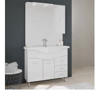 MEUBLE SALLE DE BAIN 105 CM CLASSIQUE AVEC LAVABO ET MIROIR | EASY