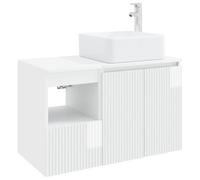 Meuble Salle de Bain 2 Pièces Blanc Haute Brillance, Armoire Murale Bois | Charnières fluides, rangement spacieux, perçage personnalisé inclus, design mural gain de place, finition lisse durable