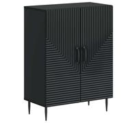 Meuble Salle de Bain 3 Pièces en Bois d'Ingénierie Noir avec Étagère | Design linéaire moderne, montage facile, fixation murale incluse, adapté aux pièces humides, rangement polyvalent