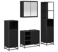 Meuble Salle de Bain 4 Pièces en Bois d'Ingénierie Noir 65x33x60 cm | Design contemporain, rangement optimisé, finition chêne noir, entretien facile, convient aux petits et grands espaces
