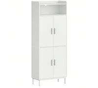 Meuble Salle de Bain, Armoire de Rangement, Placard Cuisine avec 4 Portes et 1 Espace Ouvert, Armoire de Rangement, Étagères réglables, Salle de Bain, 30 x 60 x 160 cm, Blanc À propos de cet article1.