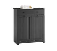 Meuble salle de bain avec panier à linge - SOBUY - 78x38x91 cm - Noir - 2 tiroirs - 2 sacs à linge 45 L