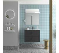 Meuble Salle De Bain Biba 700 2 Tiroirs Anthracite Mat 698 X 540 X 450 Mm - SALGAR 113837