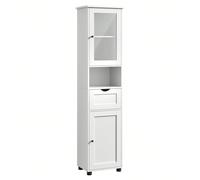 Meuble Salle de Bain, Colonne, Rangement avec Étagères Réglables, Placards à Porte, Tiroir, Compartiment, Gain de Place, Blanc Nuage [Plusieurs rangements] Ce meuble vous offre un compartiment ouvert 