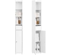 Meuble Salle de Bain Colonne - SoBuy - BZR34-K-W - Blanc - Résistant Humidité - 20x20x145cm