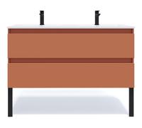 Meuble Salle De Bain Double Vasque 120cm 2 Tiroirs Terracotta Rose