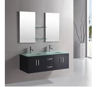 MEUBLE SALLE DE BAIN DOUBLE VASQUE LUXE, BEAU MEUBLE DOUBLE VASQUE 151 cm mod. ICE noir