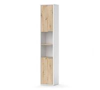 Meuble salle de bain Henri, 30x165cm avec portes, et compartiments ouverts, Blanc, Vicco 40822