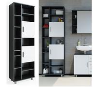 Meuble de rangement de salle de bain Ilias, 60x190cm, Anthracite/blanc, Gris, Vicco