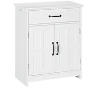 kleankin Meuble Salle de Bain, Armoire Salle de Bain sur Pied avec Double Porte, tiroir et étagère réglable, Meuble de Rangement pour Salon, Toilette, 60 x 30 x 75 cm, Blanc