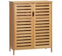 Meuble salle de bain - kleankin - en bambou - double porte à lattes - 68 x 32 x 86 cm - naturel
