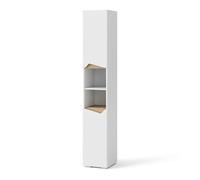 Vicco Meuble Salle de Bain Marelle, Blanc/Artisan, 30x180cm avec Portes, et Compartiments Ouverts, pour Le Rangement des Accessoires de Salle de Bain et des Serviettes