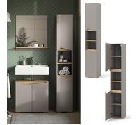 Vicco Meuble Salle de Bain Marelle, Greige/Artisan, 30x180cm avec Portes, et Compartiments Ouverts, pour Le Rangement des Accessoires de Salle de Bain et des Serviettes